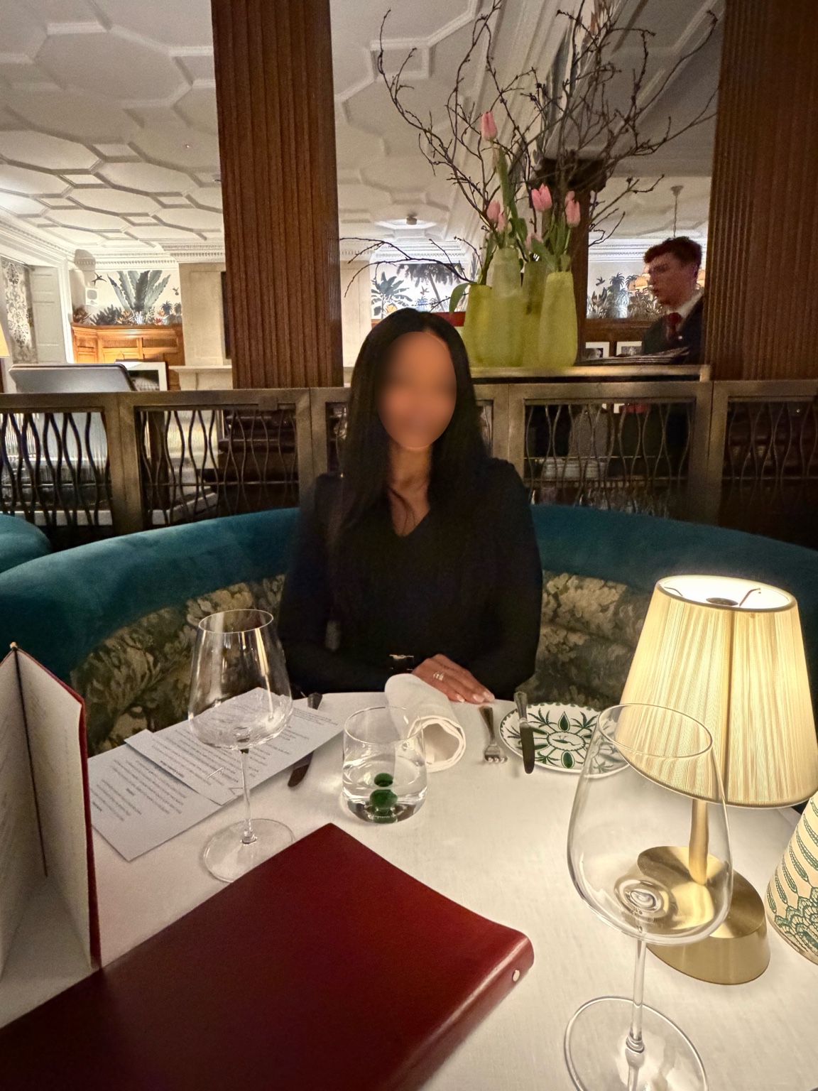 Morgan Rae seated at a restaurant table