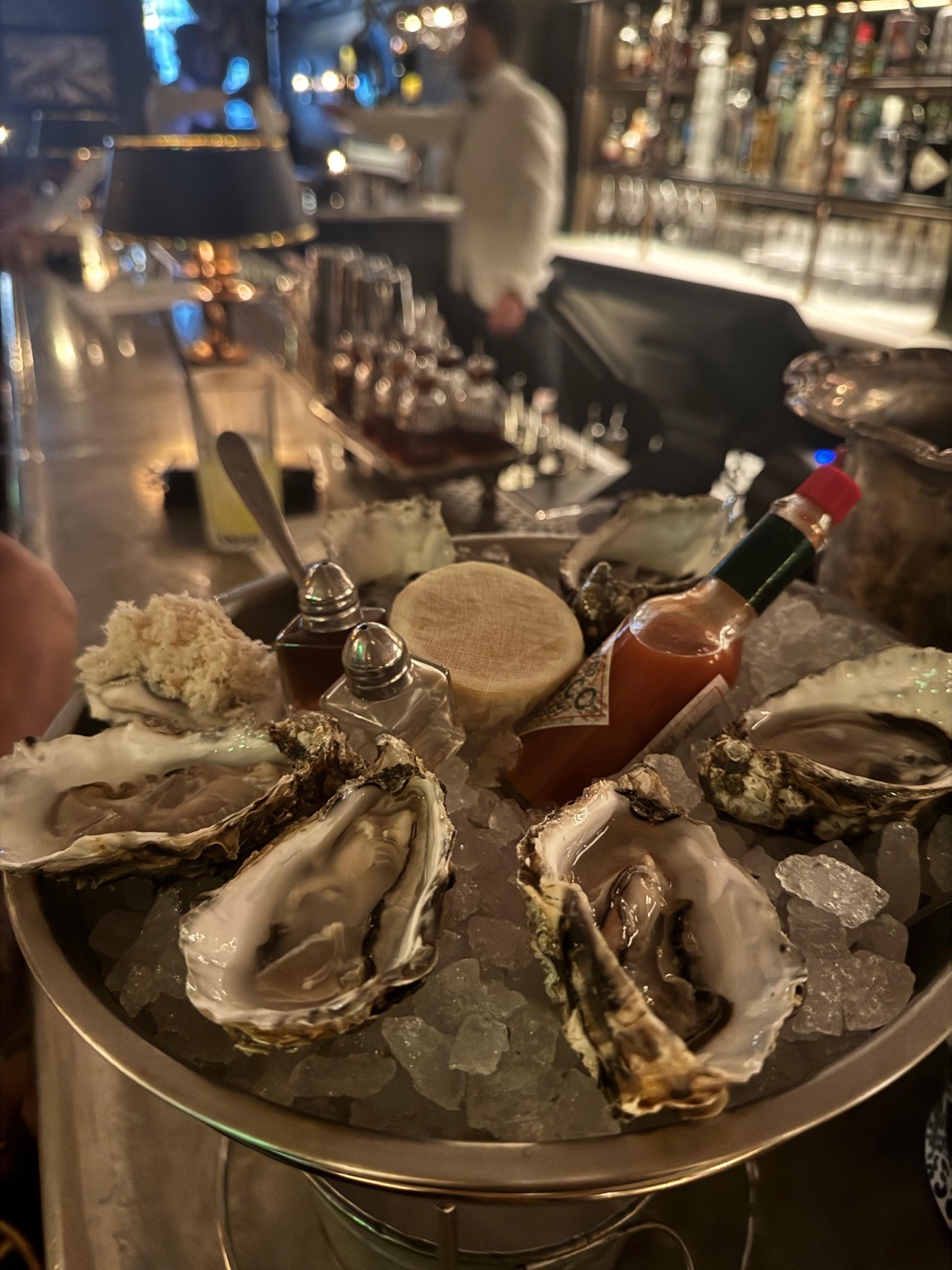 Oysters served by candlelight at dinner